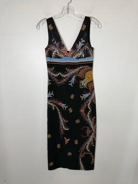 Roberto Cavalli Y2k Vintage Silk Paisley Midi Dress - Made in Italy - Size Small